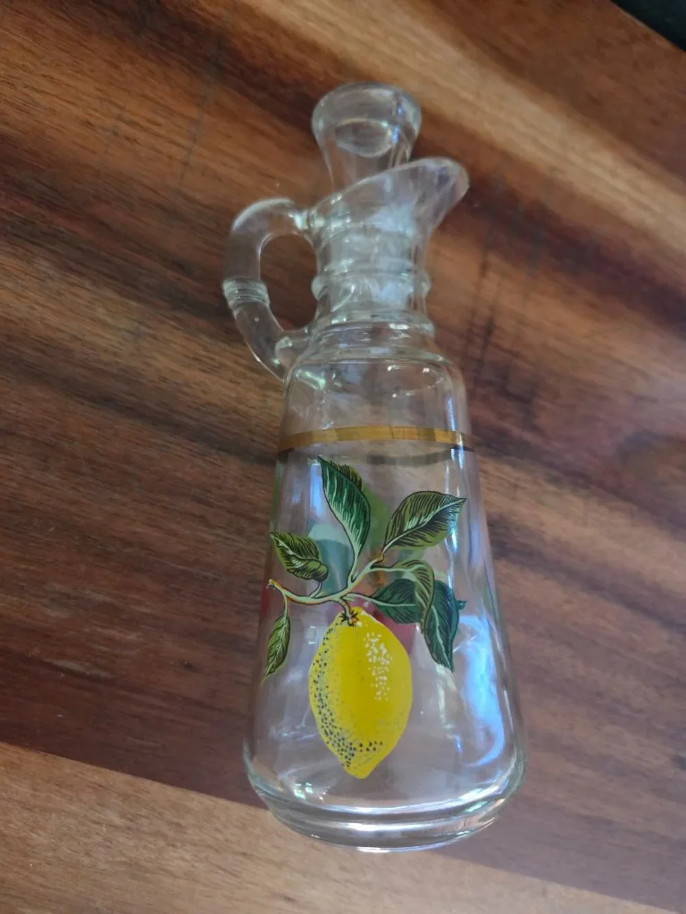 vintage Hazel Atlas hand painted gay fad oil and vinegar cruet